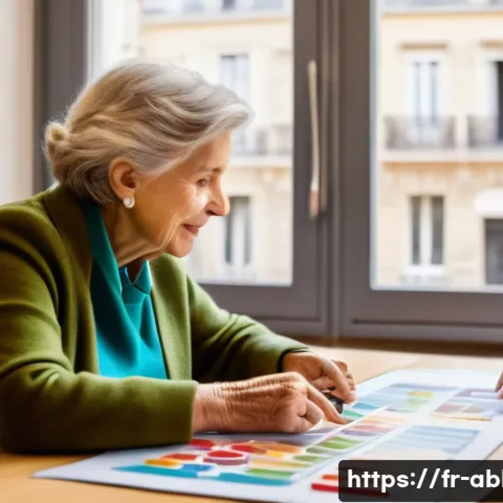 장애인상담사 상담 사례 - A compassionate social worker attentively listening to an elderly French woman with a visible physic...