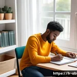 Home 21 장애인상담사 자격증 취득 팁 - A cozy and modern study space with a French student organizing a realistic study schedule for access...