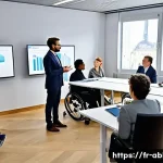 Home 20 장애인상담사 직장 내 교육 - A diverse group of professional workplace advisors engaged in a training session about disability in...